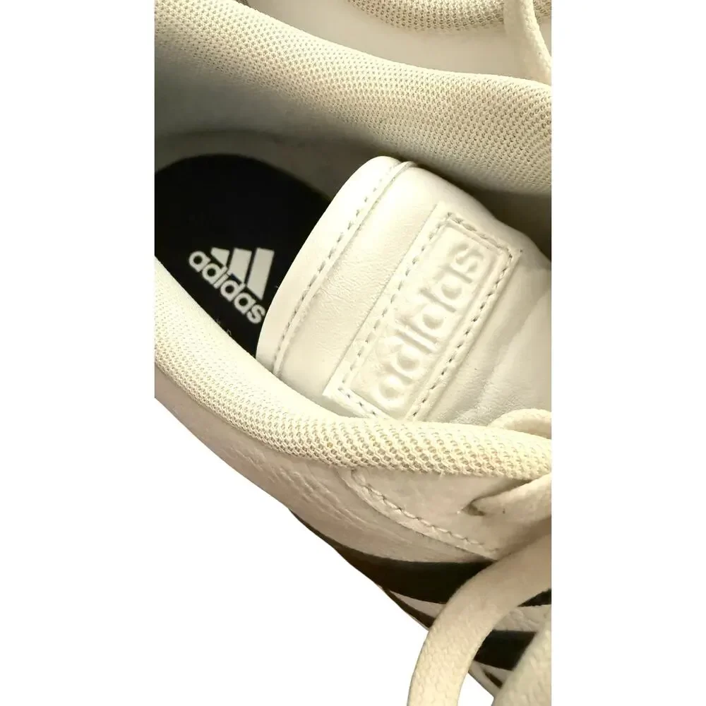 Adidas White Black Stripe Leather Sneakers Men’s Size 10 Classic Lace Up Shoes